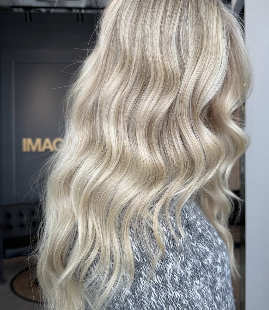 Soft creamy blonde, lived-in color